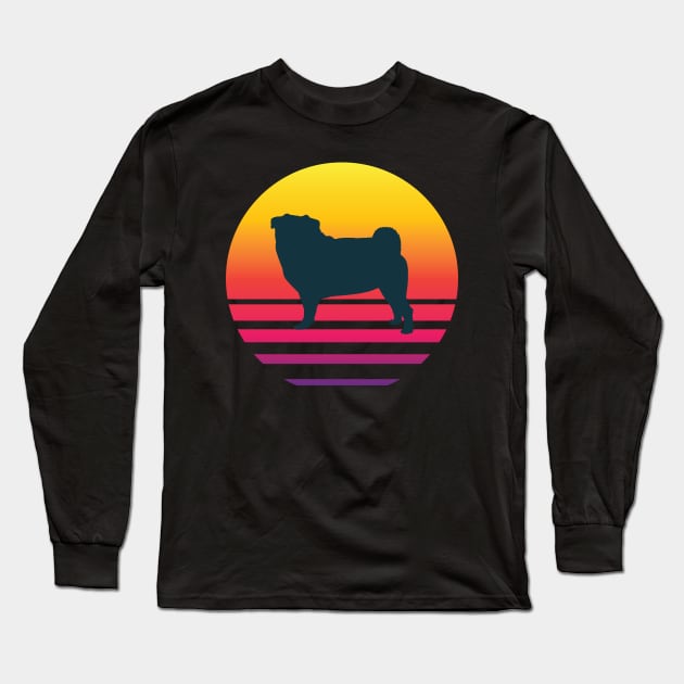 Pug summer sunset Long Sleeve T-Shirt by Teeflex